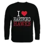 W Republic I Love Crewneck Sweatshirt University Of Hartford Hawks 552-310