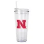 Logo Brands Nebraska 22Oz Flipside Dbl Wall Clear Tumbler 182-Pd22ct-34 Nebraska Cornhuskers