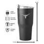 Logo Brands Texas Etch 30Oz Black Powder Coat Tumbler 218-S30pt-Blk-9 Texas Longhorns