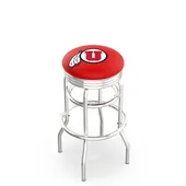 University of Utah Ribbed Double-Ring Bar Stool