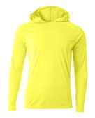 A4 Mens Cooling Performance Long Sleeve Hood Tee SAFETY YELLOW Primary