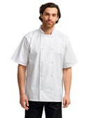 Artisan Collection By Reprime Unisex Studded Front Short-Sleeve Chef's Coat RP664