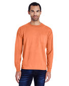 Comfortwash By Hanes Unisex 5.5 oz., 100% Ringspun Cotton Garment-Dyed Long-Sleeve T-Shirt with Pock HORIZON ORANGE Primary