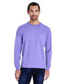 Comfortwash By Hanes Unisex 5.5 oz., 100% Ringspun Cotton Garment-Dyed Long-Sleeve T-Shirt with Pock LAVENDER Primary