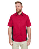 Harriton Men's Flash IL Colorblock Short Sleeve Shirt M586 RED/ BLACK Primary