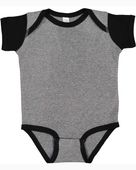 Rabbit Skins Infant Baby Rib Bodysuit 4400 GRANITE HTH/ BLK Primary