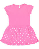 Rabbit Skins Toddler Baby Rib Dress 5323 RASPBERRY/ R DOT Primary
