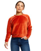 Us Blanks Ladies' Velour Long Sleeve Crop T-Shirt US538 RUST Primary