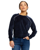 Us Blanks Ladies' Velour Long Sleeve Crop T-Shirt US538 NAVY BLUE Primary