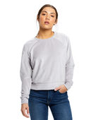 Us Blanks Ladies' Velour Long Sleeve Crop T-Shirt US538 SILVER Primary