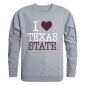 W Republic I Love Crewneck Sweatshirt Texas State Bobcats 552-181