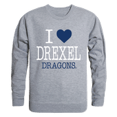 W Republic I Love Crewneck Sweatshirt Drexel University Dragons 552-215