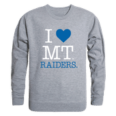 W Republic I Love Crewneck Sweatshirt Middle Tennessee State Blue Raiders 552-223