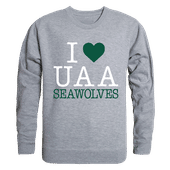 W Republic I Love Crewneck Sweatshirt University Of Alaska Anchorage Seawolves 552-259