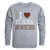 W Republic I Love Crewneck Sweatshirt Saint Bonaventure University Bonnies 552-386