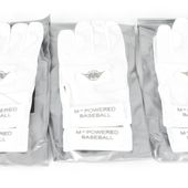 M Powered Baseball 3 Pack 100% White Leather Adult Batting Gloves With 4 Way Stretch Inset 3WHTBG