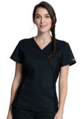 Cherokee Workwear Women V-Neck Knit Panel Top WW2875