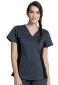 Cherokee Workwear Women V-Neck Knit Panel Top WW2875