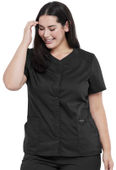 Cherokee Workwear Women Snap Front V-Neck Top WW622