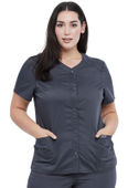 Cherokee Workwear Women Snap Front V-Neck Top WW622