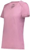 Ladies Super Soft-Spun Poly V-Neck Tag Free Sports Tee DUSTY ROSE Primary