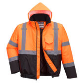 Portwest Hi-Vis Two-Tone Bomber Jacket US363 ORANGE BLACK Primary