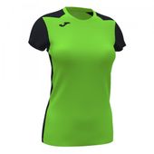 Joma Womens Record II Short Sleeve Tshirt 901398 GREEN FLUOR-BLACK Primary