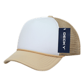 Decky Youth 5 Panel Mid Profile Structured Foam Trucker 7010 KHAKI/WHITE/KHAKI Primary