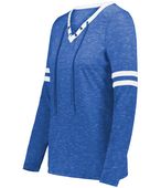 Holloway Ladies Monterey Long Sleeve Tee 223246 ROYAL HEATHER/WHITE Primary