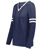 Holloway Ladies Monterey Long Sleeve Tee 223246 NAVY HEATHER/WHITE Primary