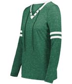 Holloway Ladies Monterey Long Sleeve Tee 223246 DARK GREEN HEATHER/WHITE Primary