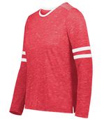 Holloway Girls Monterey Long Sleeve Tee 223346 SCARLET HEATHER/WHITE Primary
