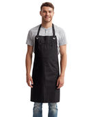 Artisan Collection By Reprime Unisex Barley Contrast Stitch Sustainable Bib Apron RP121 BLACK/ CHARCOAL Primary