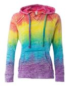 Mv Sport Women's Courtney Burnout V-Notch Hooded Sweatshirt MV-W1162 RAINBOW STRIPE Primary