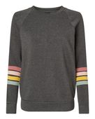 Mv Sport Women's Striped Sleeves Crewneck Sweatshirt MV-W23152