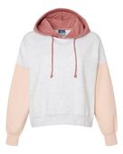 Mv Sport Women's Sueded Fleece Colorblocked Crop Hooded Sweatshirt MV-W23716 CAMEO PINK Primary