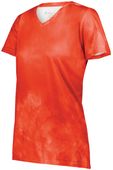 Womens Sublimated Tie Dye Design, 50+UPF, Ultra-Soft Tee Shirt ORANGE CLOUD PRINT Primary