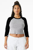 Bella+Canvas Women's Micro Rib 3/4 Raglan Baby Tee 1200 ATHLETIC HEATHER/BLACK Primary