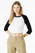 Bella+Canvas Women's Micro Rib 3/4 Raglan Baby Tee 1200 WHITE/BLACK Primary