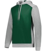 Adult Three-Season Fleece Athletic Pullover 3 Panel Hoodie DARK GREEN/GREY HEATHER Primary