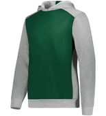 Youth Three-Season Fleece Athletic Pullover 3 Panel Hoodie DARK GREEN/GREY HEATHER Primary