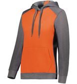 Ladies Three-Season Fleece Athletic Pullover 3-Panel Hoodie ORANGE/CARBON HEATHER Primary