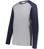 Adult Crew Neck Gameday Vintage Long Sleeve Tee GREY HEATHER/NAVY HEATHER Primary