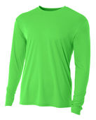 A4 Cooling Performance Adult Long Sleeve Crew SAFETY GREEN Primary