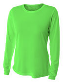 A4 Women's Long Sleeve Performance Crew Shirt NW3002 SAFETY GREEN Primary