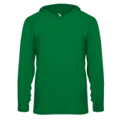 Badger Sport Adult/Youth B-Core LS Hood Tee KELLY GREEN Front
