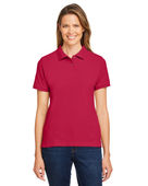 Harriton Ladies Ringspun Cotton Pique Polo RED Pocket