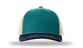 Richardson 112FP Five Panel Trucker BLUE TEAL/BIRCH/NAVY Front