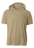 A4 Mens Cooling Performance Short Sleeve Hood Tee SAND Front