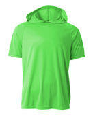 A4 Mens Cooling Performance Short Sleeve Hood Tee SAFETY GREEN Front